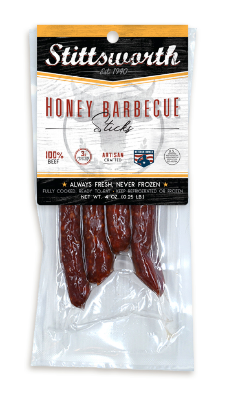 Stittsworth Honey BBQ Beef Sticks - a mouthwatering, all-natural treat that stands in a league of its own!