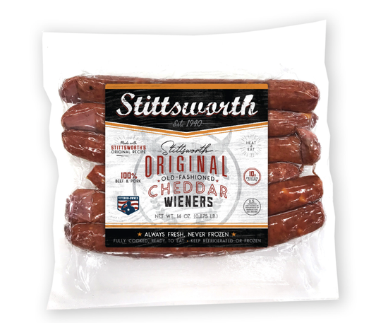 Stittsworth Old Fashioned Cheddar Wieners - a delicious, all-natural treat that's perfect for kids and adults alike!