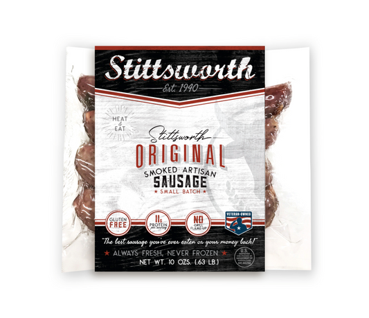 Stittsworth Original Sausage - a mouthwatering blend of beef and pork that's sure to make your taste buds dance!