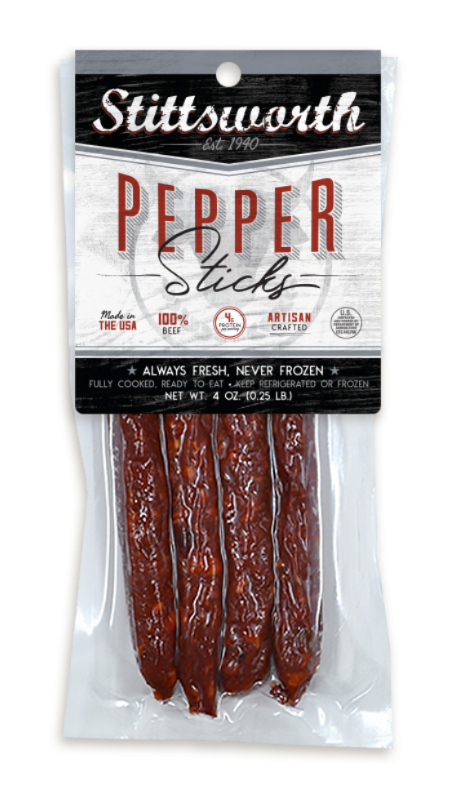 legendary Stittsworth Pepper Sticks – a tantalizing fusion of 100% beef and a seven pepper blend