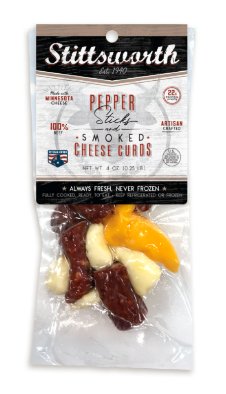 Stittsworth 100% beef Pepper Sticks and tasty smoked cheese curds combo pack – the ultimate snack